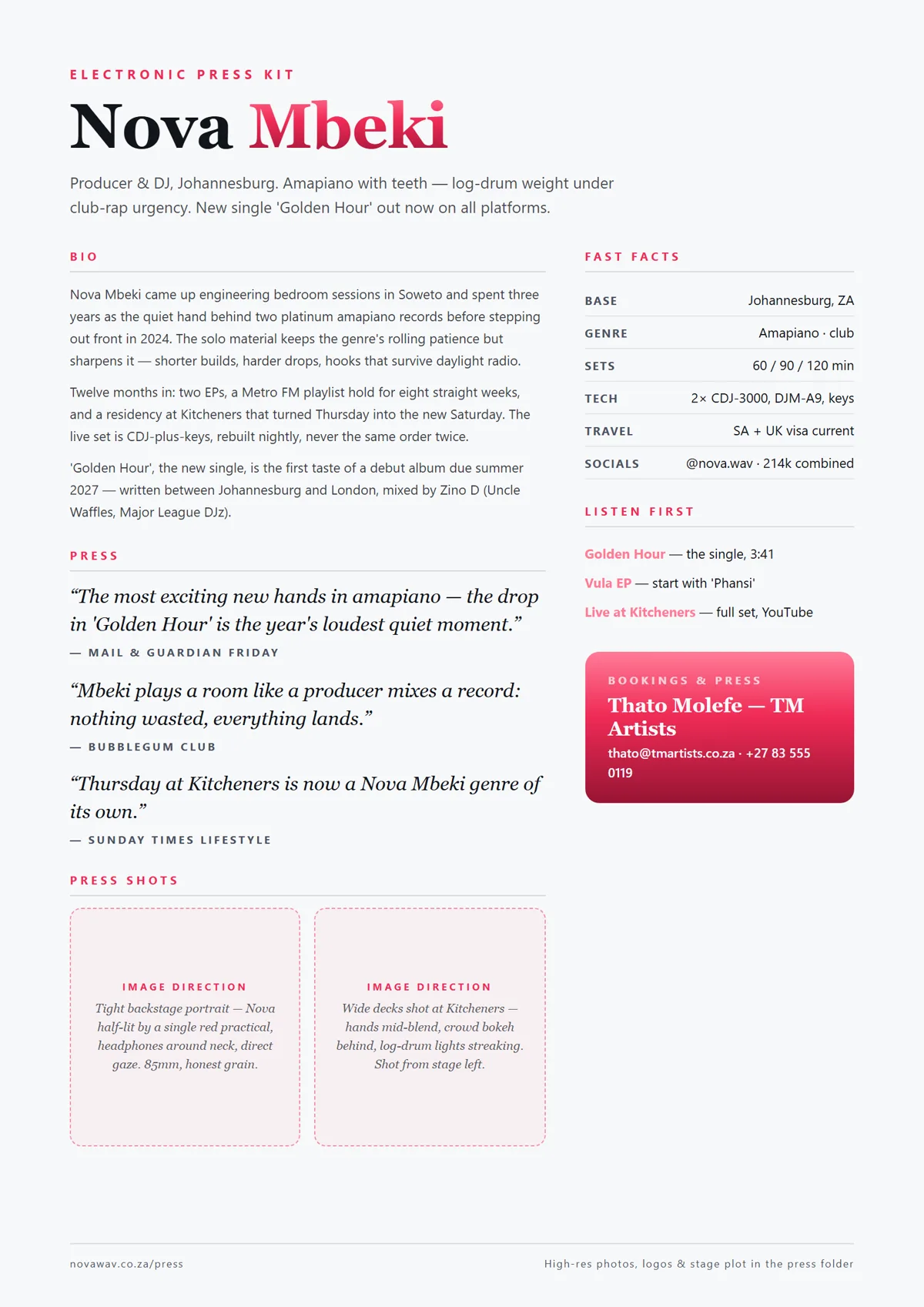The press kit — who, proof, who to call