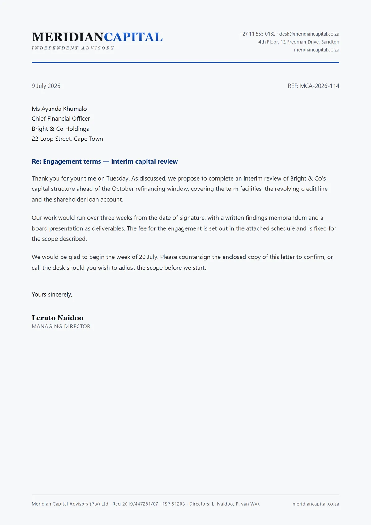 The letterhead, carrying a live letter