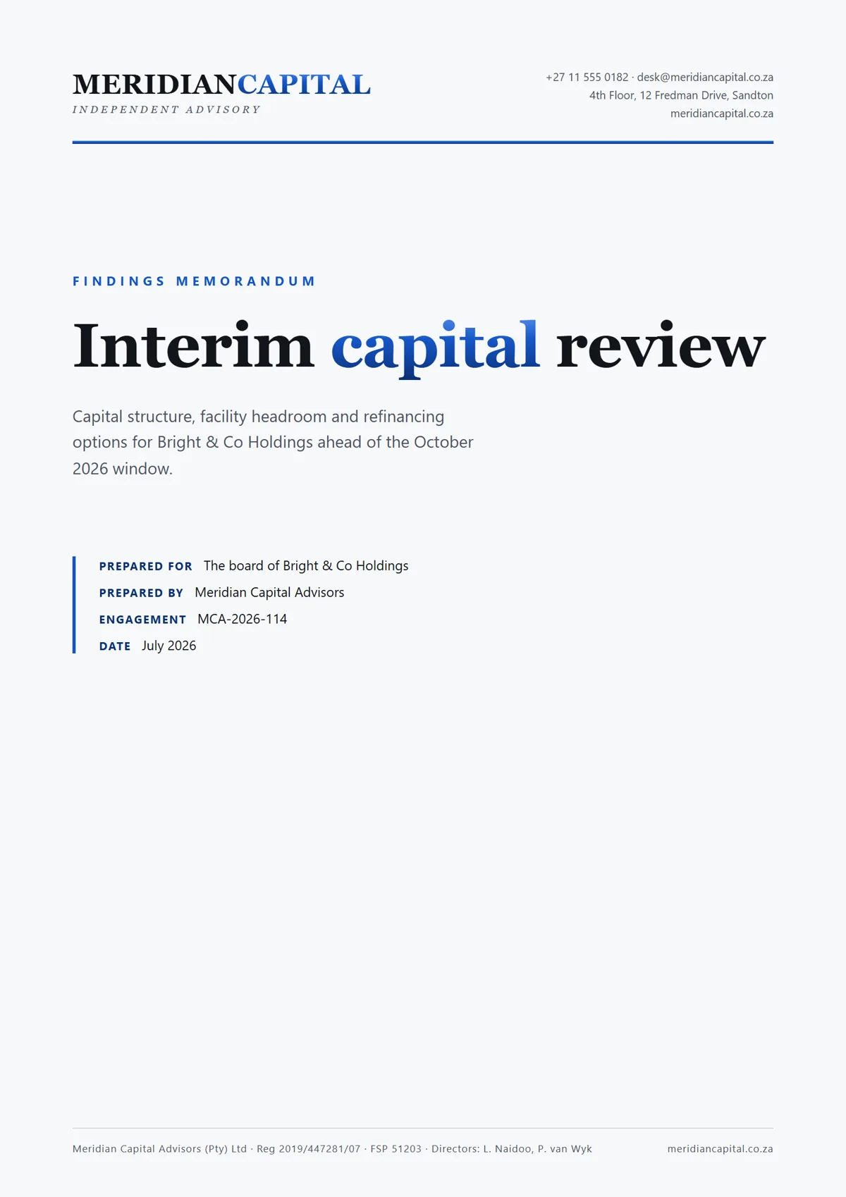 The findings report cover